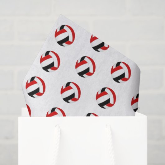 Papier Mousseline tiny red black volleyballs pattern (Sac cadeau)
