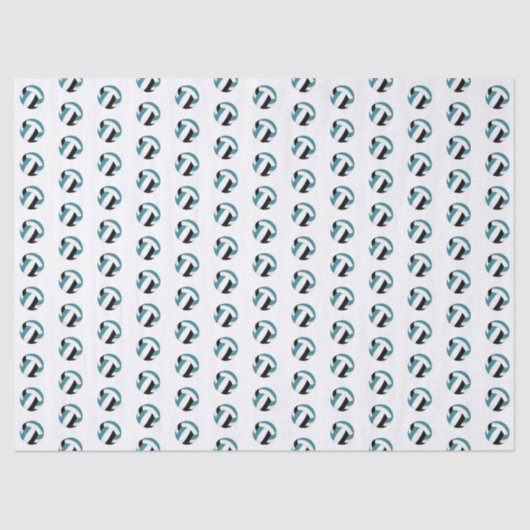 Papier Mousseline tiny teal black volleyballs pattern (Recto)