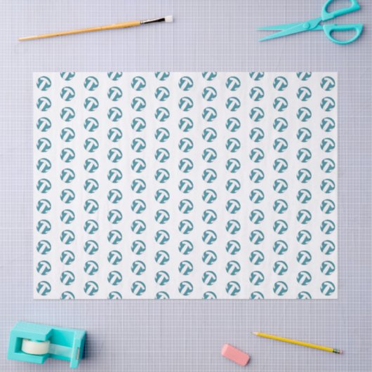 Papier Mousseline tiny teal white volleyballs pattern (Artisanat)