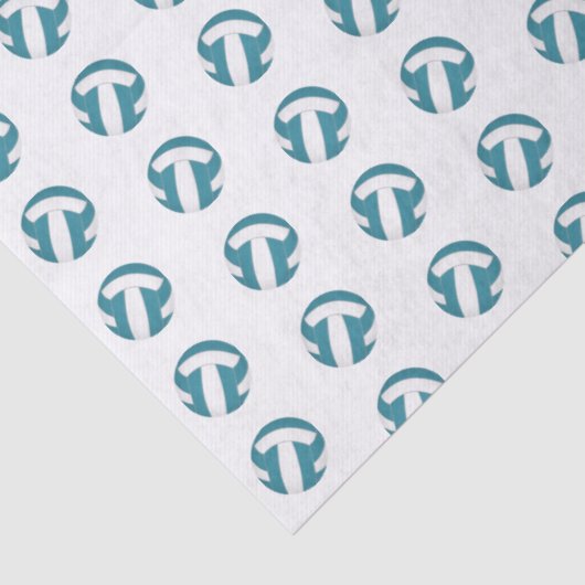 Papier Mousseline tiny teal white volleyballs pattern (Détail)
