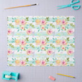Papier Mousseline Tirages de menthe rose jaune Floral Chic (Artisanat)