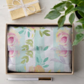 Papier Mousseline Tirages de menthe rose jaune Floral Chic (Cadeau)