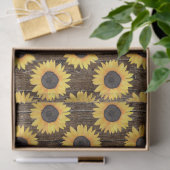 Papier Mousseline Tissu Brown de fleurs de soleil rustiques (Cadeau)