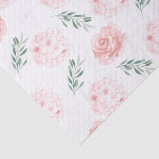 Papier Mousseline Tissu cadeau rose Hydrangea (Détail)