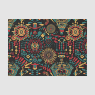 Papier Mousseline Tissu Cyan luxueux "Motifs inspirés par le patrimo