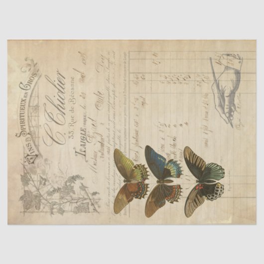 Papier Mousseline Tissu de Decoupage d'éphémères (Recto)