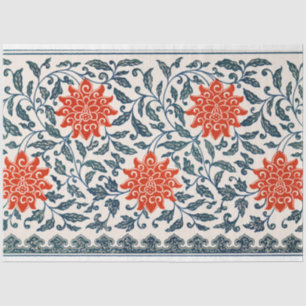 Papier Mousseline Tissu de découpage floral bleu et orange