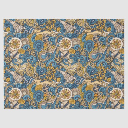 Papier Mousseline Tissu de l'enveloppe cadeau nautique (Recto)