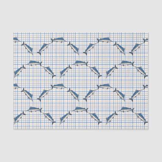 Papier Mousseline Tissu de recouvrement - Marlins Bleus (Recto)