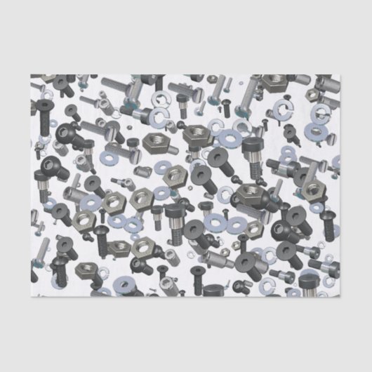 Papier Mousseline Tissu d'enrobage - Nuts et boulons (Recto)