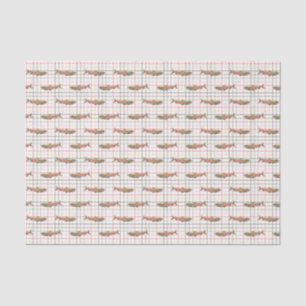 Papier Mousseline Tissu d'enrobage - Saumons Chinook sur Plaid