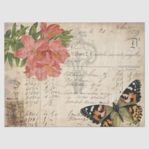 Papier Mousseline Tissu floral de Decoupage d'éphémères