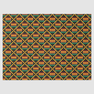 Papier Mousseline Tissu jaune, vert, rouge, noir de Kwanzaa Kente