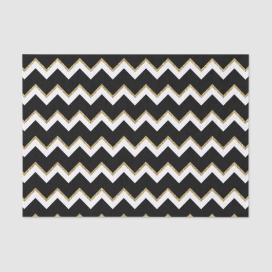 Papier Mousseline tissu noir élégant de chevron d'or blanc (Recto)