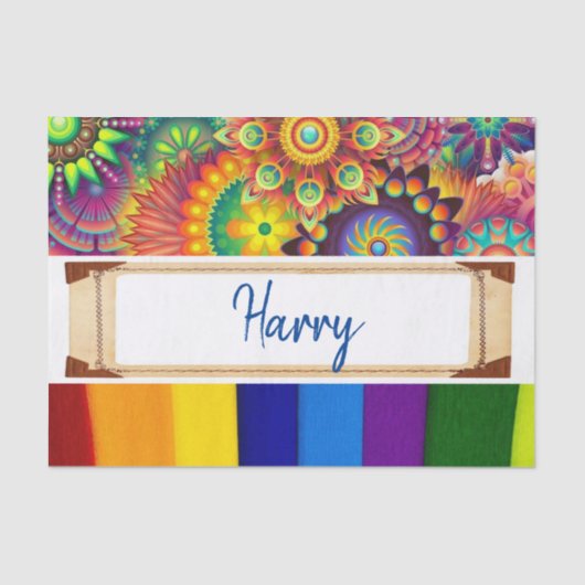 Papier Mousseline Tissu Papier à papier rayures florales (Recto)