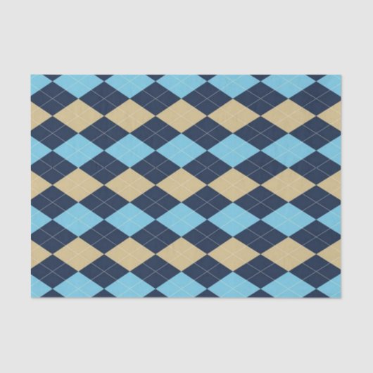Papier Mousseline Tissu Papier Bleu Plaid (Recto)