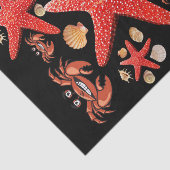 Papier Mousseline Tissu Papier Crabes Starfish Beach Shells Noir (Détail)