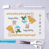 Papier Mousseline Tissu Papier Frog Ribbit Champhroom Joyeux anniver (Artisanat)