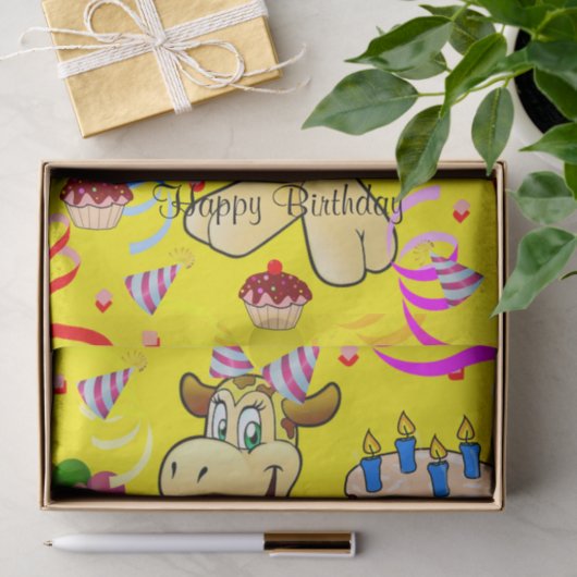 Papier Mousseline Tissu Papier Giraffe Joyeux anniversaire (Cadeau)