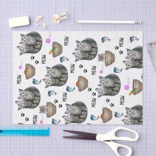 Papier Mousseline Tissu Papier Kitten Meow (Artisanat)