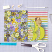 Papier Mousseline Tissu Papier rayures Soupe florale (Artisanat)