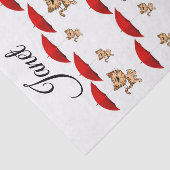 Papier Mousseline Tissu Papier Rouge Parapluie Chats (Détail)