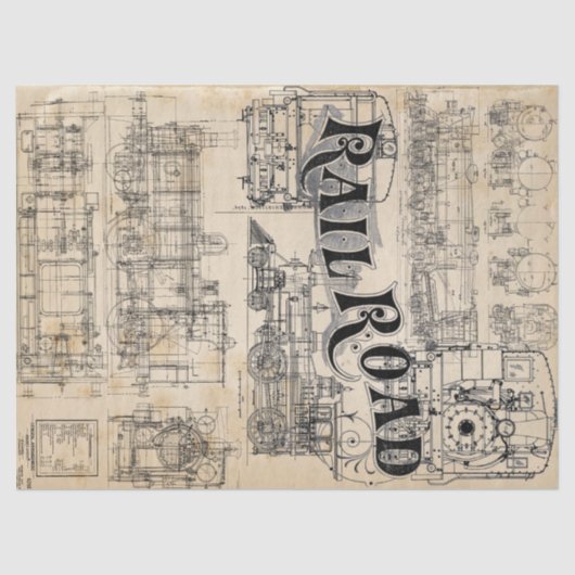 Papier Mousseline Tissu technique de dessins de train (Recto)