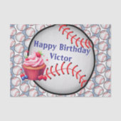 Papier Mousseline Tissue Paper Blue Baseball Happy Birthday (Recto)