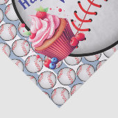Papier Mousseline Tissue Paper Blue Baseball Happy Birthday (Détail)