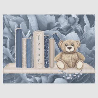 Papier Mousseline Tissue Paper Boy's Books et Teddy Bear