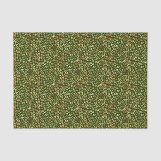 Papier Mousseline Tissue Paper - Green And Gold Pattern (Recto)