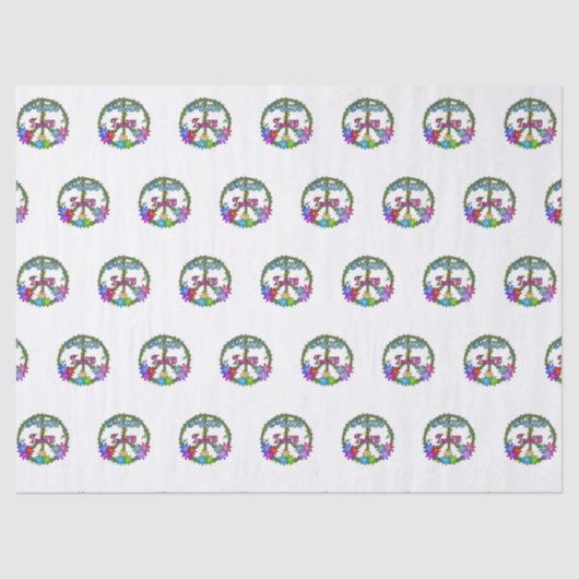 Papier Mousseline Tissue Paper - Peace & Love (Recto)