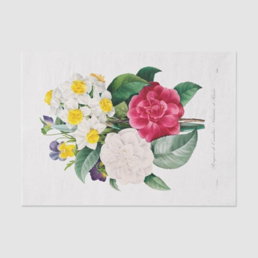 PAPIER MOUSSELINE TISSUE PAPIER : CAMELLIA NARCISSUS & PANSY (Recto)