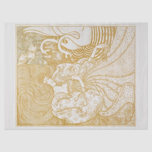 PAPIER MOUSSELINE TISSUE PAPIER : FEMME AVEC DES SWANS : JAN TOOROP  (Recto)