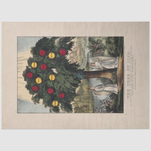 PAPIER MOUSSELINE TISSUE PAPIER : L'ARBRE DE VIE : BAKEWELL : 1870 (Recto)