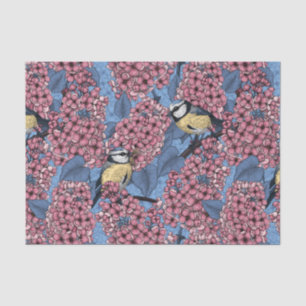 Papier Mousseline Tit birds dans le jardin lilas