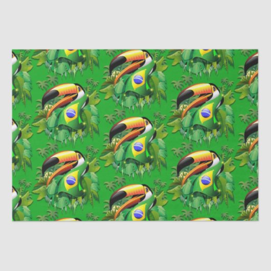 Papier Mousseline Toco Toucan avec drapeau brésilien (Recto)