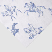 Papier Mousseline Toile blanc bleu équestre vintage (Détail)