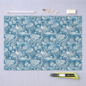 Papier Mousseline Toile bleue de Jouy d'inspiration florale (Artisanat)