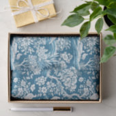 Papier Mousseline Toile bleue de Jouy d'inspiration florale (Cadeau)