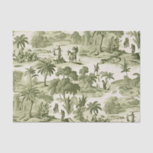 Papier Mousseline Toile de Cottage Vert Atténué Paysage Champêtre
