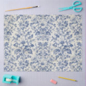 Papier Mousseline Toile de Jouy Floral Bleu Blanc Ephémère Découpage (Artisanat)