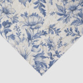 Papier Mousseline Toile de Jouy Floral Bleu Blanc Ephémère Découpage (Détail)