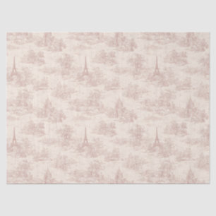 Papier Mousseline Toile de Jouy Romantique Rose Paysage Campagnard (