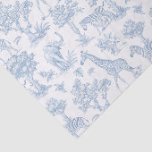Papier Mousseline Toile de Jouy Safari animaux bleu poussiéreux élég (Détail)