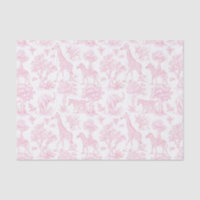 Toile de Jouy Safari animaux rose élégant mignon