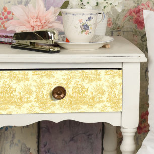 Papier Mousseline toile de jouy vintage fleurie jaune