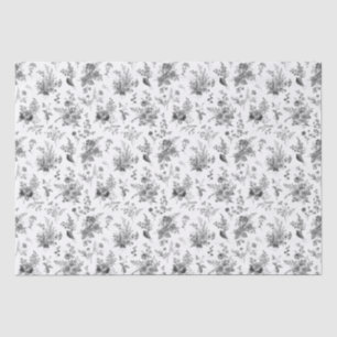 Papier Mousseline Toile De Jouy Vintage Florale Chinoiserie Noire