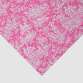 Papier Mousseline toile de jouy vintage rose vif (Détail)