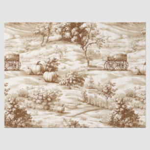 Papier Mousseline Toile de pays de citrouille dans un motif sépia ch